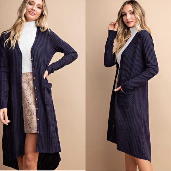 BOGO FREE! Navy ribbed long cardigan - Picture 4 of 8